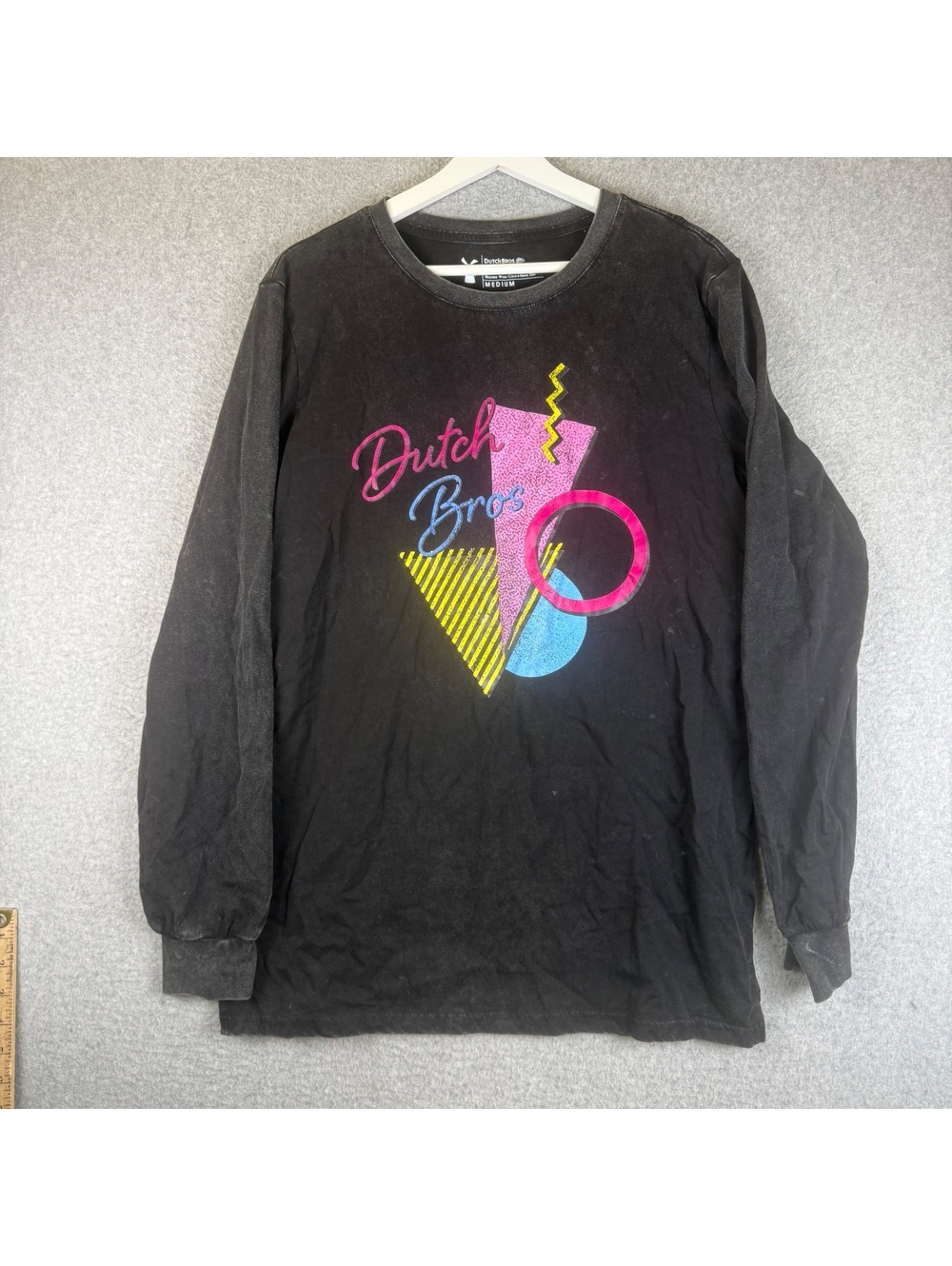 Dutch Bros Coffee Black T-Shirt Vintage Style Geometric Graphic Tee Unisex Sz M